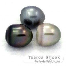 Lote de 3 Perlas de Tahiti Semi-Barrocas C de 12.2 a 12.4 mm