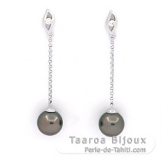 Aretes de Plata y 2 Perlas de Tahiti Redondas C 8.3 mm