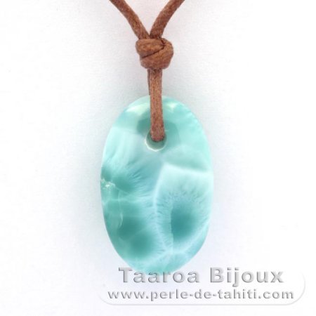 Collar de Algodn y 1 Larimar - 21.5 x 13.2 x 6.4 mm - 2.85 gr