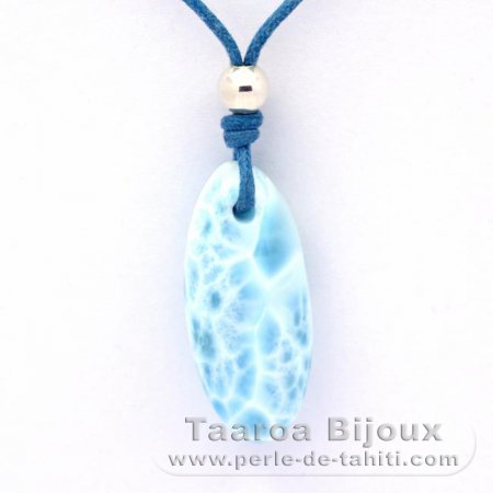 Collar de Algodn y 1 Larimar - 27 x 12 x 7.4 mm - 4.15 gr