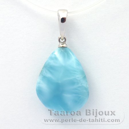 Colgante de Oro blanco 18K y 1 Larimar - 17 x 13.3 x 5.5 mm - 1.95 gr