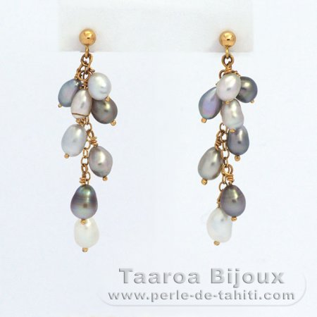 Boucles d\'oreilles en Or 18K et 16 Keishis