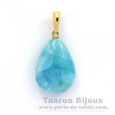 Colgante de Oro 18K y 1 Larimar - 18 x 13 x 6.8 mm - 2.5 gr