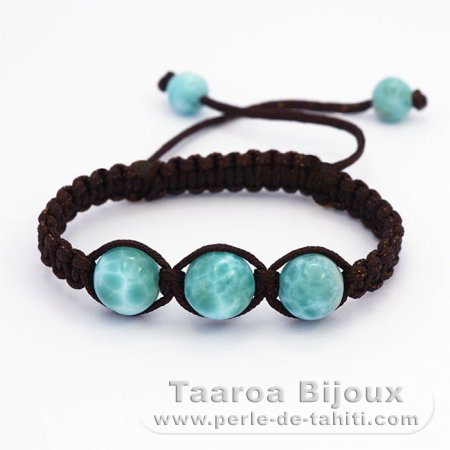 Pulsera de Nylon y 5 Larimar - 5.4 gr