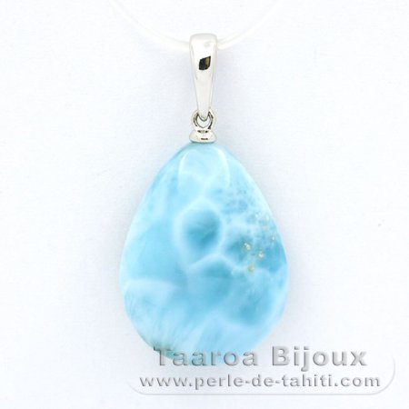 Colgante de Oro blanco 18K y 1 Larimar - 19.5 x 14.5 x 6.9 mm - 2.9 gr