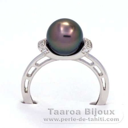 Anillo de Plata y 1 Perla de Tahiti Redonda B 8.5 mm