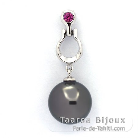 Colgante de Plata y 1 Perla de Tahiti Redonda C 11.3 mm