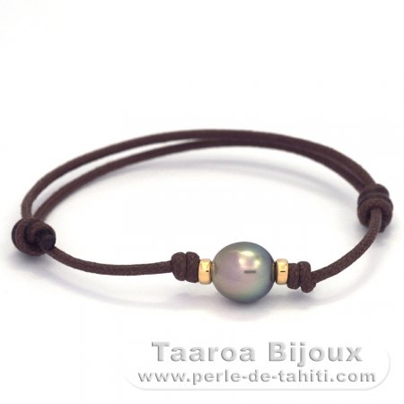 Pulsera de Algodn y 1 Perla de Tahiti Semi-Barroca B 9.3 mm