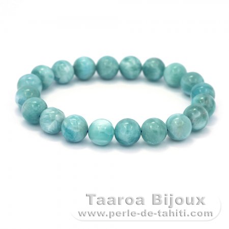 Pulsera de 20 cuentas de larimar - 15.5 cm - 26 gr