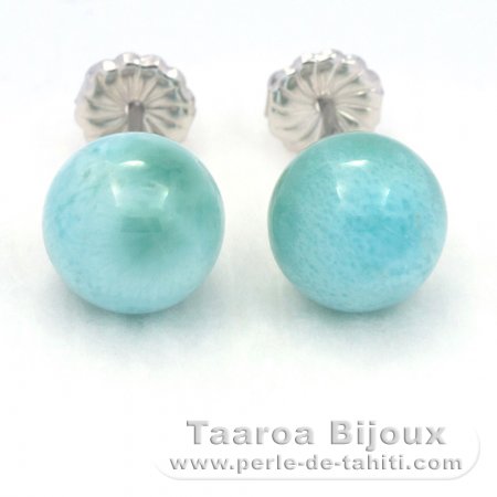 Aretes de Plata y 2 Larimars - 10.2 mm - 3.1 gr