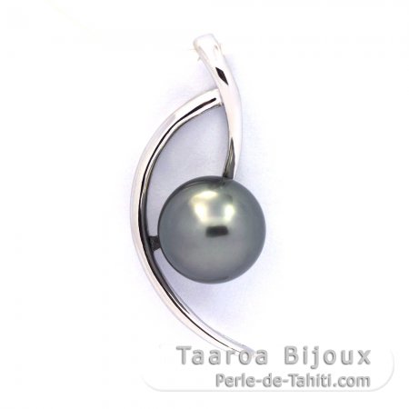 Colgante de Plata y 1 Perla de Tahiti Redonda C 8.2 mm