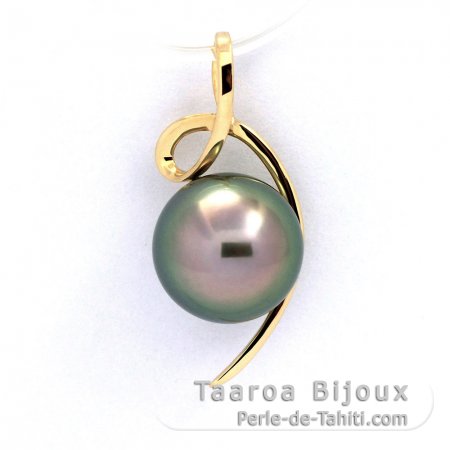 Colgante de Oro 18Kl y 1 Perla de Tahiti Redonda B 9.4 mm