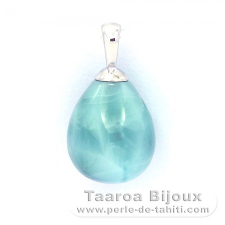 Colgante de Plata y 1 Larimar - 15 x 10.2 mm - 1.88 gr