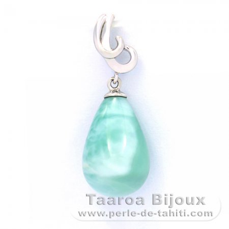 Colgante de Plata y 1 Larimar - 15 x 10.2 mm - 2.4 gr