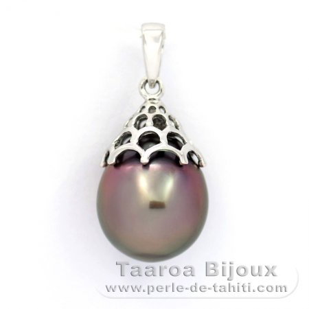 Colgante de Plata y 1 Perla de Tahiti Semi-Barroca C 11.6 mm