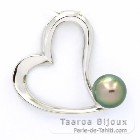 Colgante de Plata y 1 Perla de Tahiti Semi-Redonda C 8.6 mm