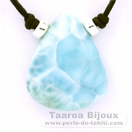 Collar de Algodn y 1 Larimar - 30 x 25 x 9.8 mm - 12.4 gr