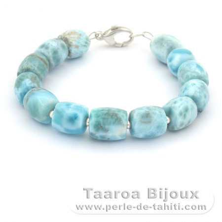 Pulsera de 13 cuentas de larimar - 17.5 cm - 20.3 gr