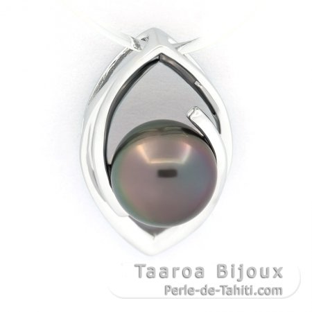 Colgante de Plata y 1 Perla de Tahiti Redonda C 9.1 mm