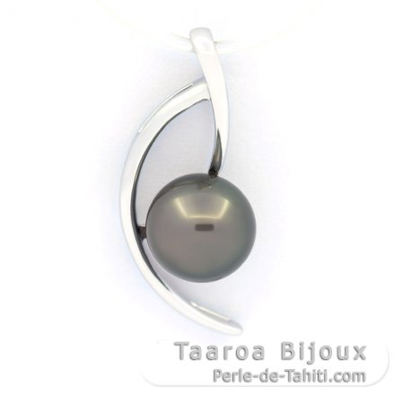 Colgante de Plata y 1 Perla de Tahiti Redonda C 8.4 mm