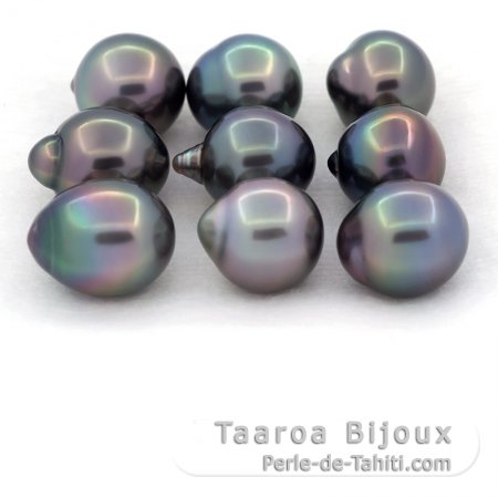 Lote de 9 Perlas de Tahiti Semi-Barrocas B de 10.1 a 10.4 mm