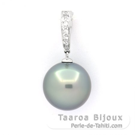 Colgante de Plata y 1 Perla de Tahiti Redonda C 13.3 mm