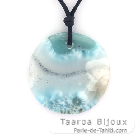 Collar de Algodn y 1 Larimar - Dimetro = 29 mm - 5.1 gr