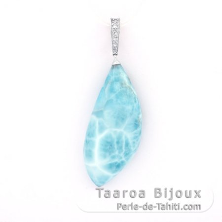 Colgante de Plata y 1 Larimar - 38 x 17 x 9 mm - 9 gr