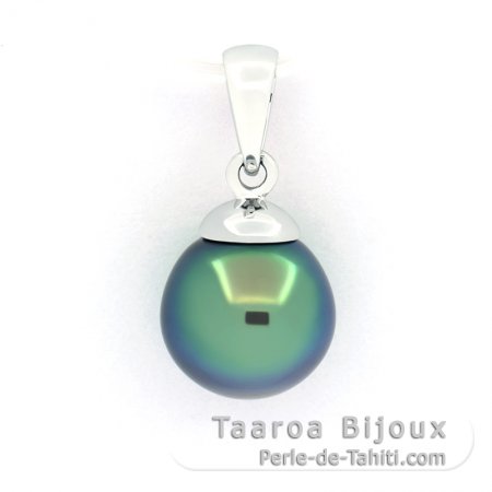 Colgante de Oro blanco 18Kl y 1 Perla de Tahiti Semi-Redonda B+ 8.7 mm