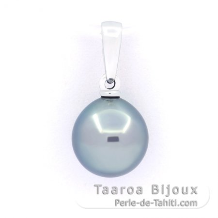 Colgante de Oro blanco 18Kl y 1 Perla de Tahiti Semi-Barroca B 9.2 mm