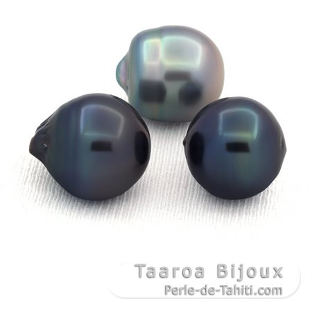 Lote de 3 Perlas de Tahiti Anilladas D de 13.5 a 13.9 mm