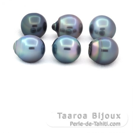 Lote de 6 Perlas de Tahiti Semi-Barrocas C de 12.6 a 12.8 mm