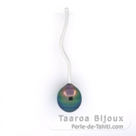 Colgante de Plata y 1 Perla de Tahiti Anillada B 8.8 mm