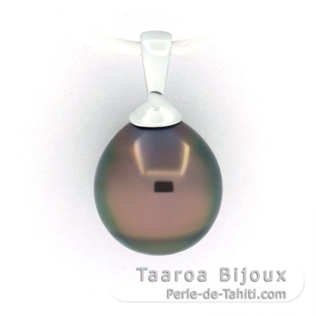 Colgante de Plata y 1 Perla de Tahiti Semi-Barroca B 9.3 mm