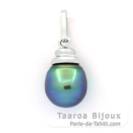 Colgante de Plata y 1 Perla de Tahiti Semi-Barroca B+ 9.1 mm