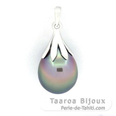 Colgante de Plata y 1 Perla de Tahiti Semi-Barroca C 10.6 mm