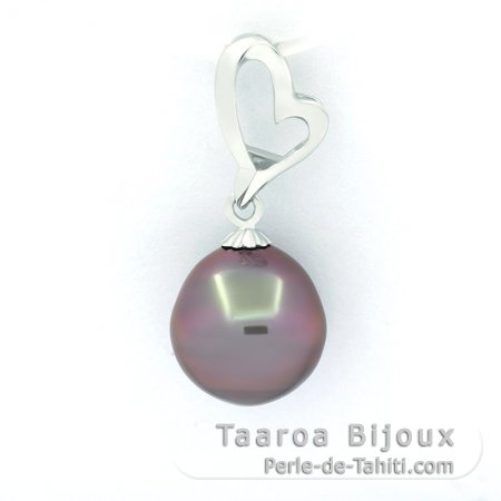 Colgante de Plata y 1 Perla de Tahiti Semi-Barroca B/C 10.4 mm