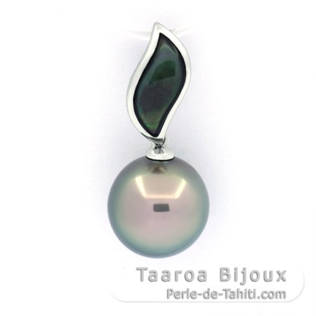 Colgante de Plata y 1 Perla de Tahiti Semi-Redonda C 11.1 mm