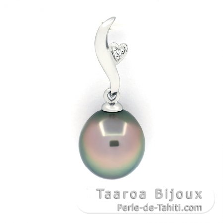 Colgante de Plata y 1 Perla de Tahiti Semi-Barroca C 9.4 mm