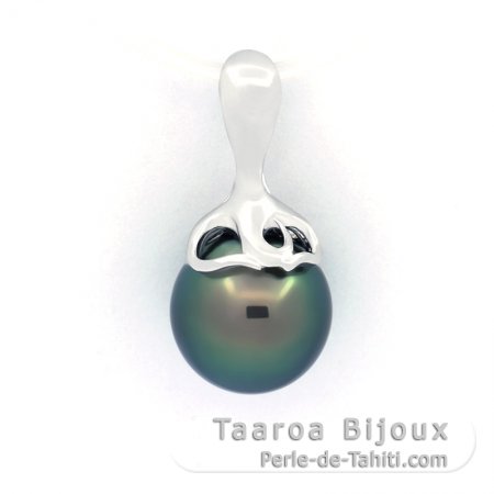 Colgante de Plata y 1 Perla de Tahiti Semi-Redonda C 9.2 mm