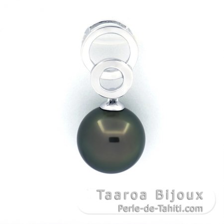 Colgante de Plata y 1 Perla de Tahiti Redonda C 10.1 mm