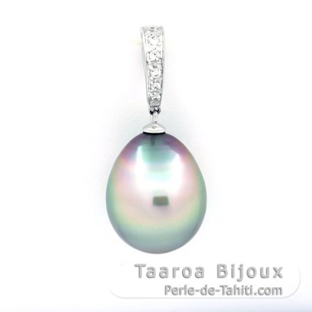 Colgante de Plata y 1 Perla de Tahiti Semi-Barroca C 13.3 mm