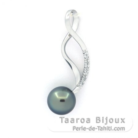 Colgante de Plata y 1 Perla de Tahiti Redonda C 8.4 mm