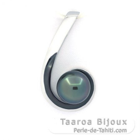 Colgante de Plata y 1 Perla de Tahiti Semi-Redonda C 9.3 mm