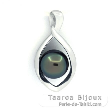 Colgante de Plata y 1 Perla de Tahiti Semi-Barroca B/C 8.4 mm