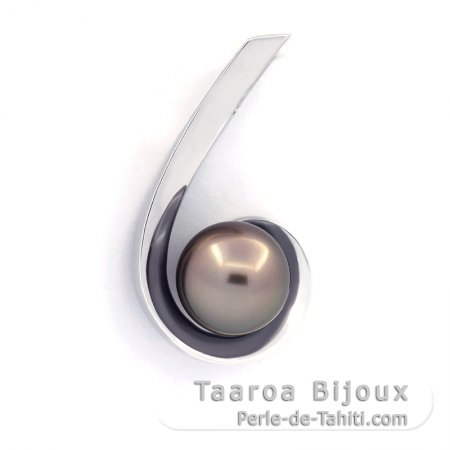 Colgante de Plata y 1 Perla de Tahiti Semi-Barroca B/C 9.5 mm