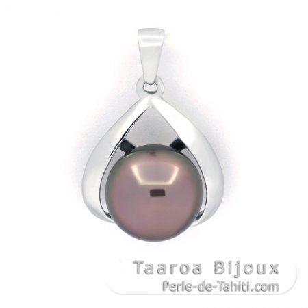 Colgante de Plata y 1 Perla de Tahiti Redonda C 8.7 mm