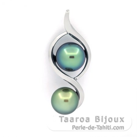 Colgante de Plata y 2 Perlas de Tahiti C+ 9.5 y 10 mm