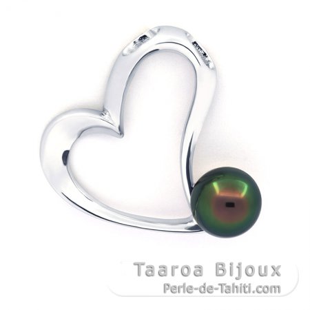 Colgante de Plata y 1 Perla de Tahiti Semi-Barroca C 9.1 mm