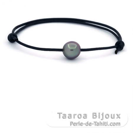 Pulsera de Cuero y 1 Perla de Tahiti Semi-Barroca C 9.9 mm